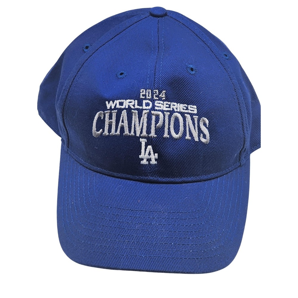 Los Angeles Dodgers Hat Cap Strap Back One Size Blue MLB Baseball 2024 Champions